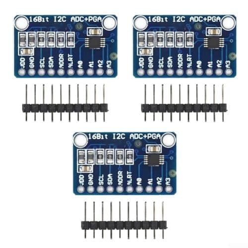 Image of Axorafow 3pcs 16-Bit I2C ADC Converter Module, 4- Development Board, 2.0V-5.5V Low, 860SPS Portable Instruments and Battery (blue)