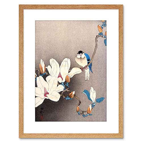 Image of Wee Blue Coo Painting Japan Ohara Koson Bird Flower Framed Wall Art Print