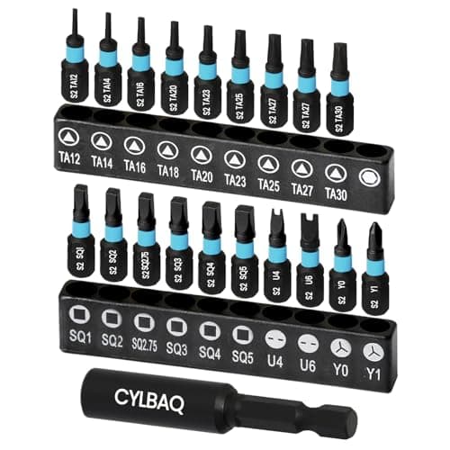 Image of CYLBAQ Square Screwdriver Bits Triangle Screwdriver Bits and Tri-Wing U-Shape Screwdriver Bit Set, S2 Steel 1/4” Hex Shank Magnetic Security Screwdriver Bit Sets with 60mm Bit Extension Holder