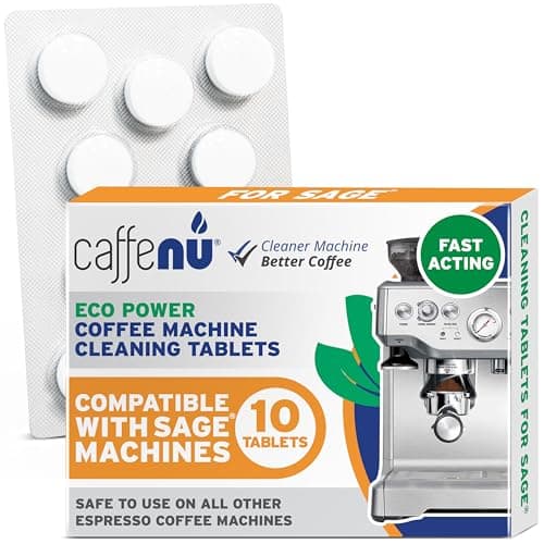 Image of Caffenu Sage & Breville Coffee Machine Cleaning Tablets 10 Pack x 1.4g | Espresso Machine Cleaning Tablets Clean Internal Parts, Portafilter, Inaccessible Areas | Used With Descaling