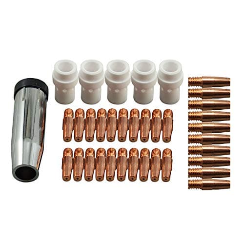 Image of RIVERWELD MIG MAG Contact Tips M8 0.9mm, 140.0313 1.0mm, 140.0442 1.2mm Conical Gas Nozzle 145.0078 Contact Holder-Difuser 142.0020 for 36KD MB36 Co² Welding Torch 36pcs