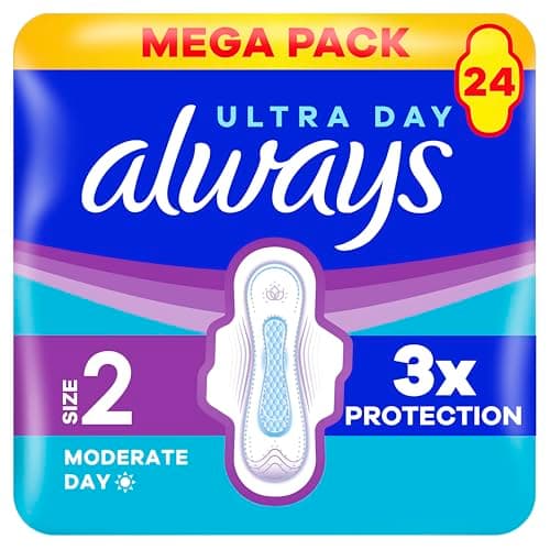 Image of Always Ultra Sanitary Towels Long (Size 2) Wings X 24 Pads, Super Absorbent and Ultra Thin, for Menstrual Periods 24 x 4