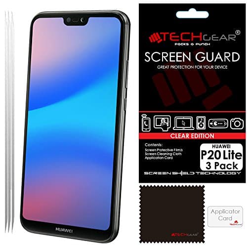 Image of TECHGEAR [3 Pack] Screen Protectors for Huawei P20 Lite - Clear Lcd Screen Protector Guard Covers Compatible with Huawei P20 Lite