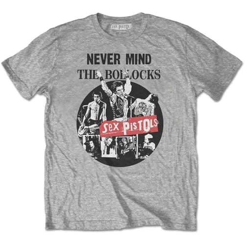 Image of Sex Pistols The T Shirt Never Mind Distressed Logo Official Unisex Grey XL