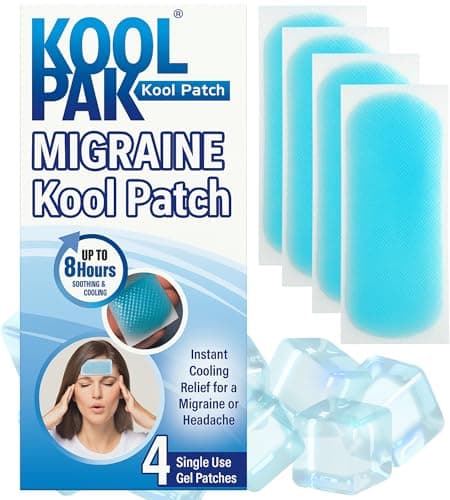Image of Koolpak Migraine Cooling Patch – Pack of 4 Gel Sheets – Instant Migraine Relief and Headache Relief – Non-Medicinal Cooling Patches for Adults – Forehead Strips for Soothing Comfort – 8 Hour Cooling