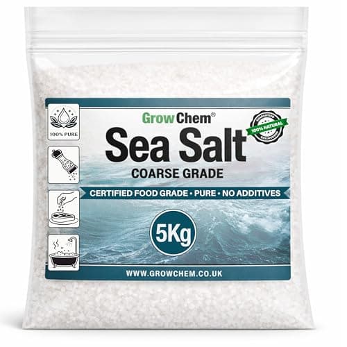 Image of Grow Chem Natural Sea Salt (5KG Bag) - Grinder Refill - Pure Coarse Salt Crystals, Food Grade Salt for Cooking, Curing, Baking & Exfoliating – Antifungal & Anti-bacterial - Additive Free