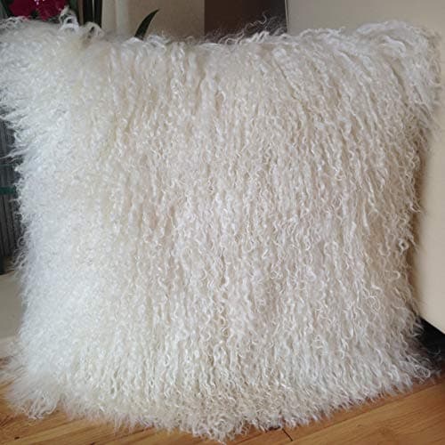 Image of Co-sy 40 * 40CM GENUINE MONGOLIAN SHEEPSKIN LAMB WOOL FUR CUSHION WITH PAD (Natural White)