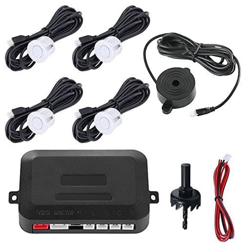 Image of MOCNT Car Reverse Parking Sensors Car Rear Reverse Parking Radar System Car Parking Sensor Kit 4 Rear Sensor Auto Sound Alarm Alert Reverse Backup Radar White