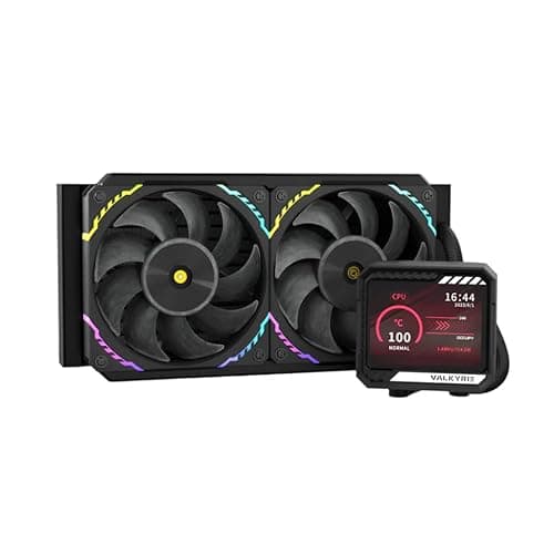 Image of Valkyrie V240 240mm AIO CPU Liquid Cooler – 3.5" LCD Screen 60Hz – 2×120mm ARGB PWM Fans – 250W TDP – AMD AM5, AM4 – INTEL LGA 1851, 1700, 1200/1151 Compatible – Sync Ready | Black