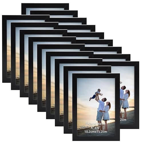 Image of EYMPEU 18-Pack 6x4 Photo Frame, Slim Black Picture Frames 6x4, Elegant Design for Wall and Table Decoration