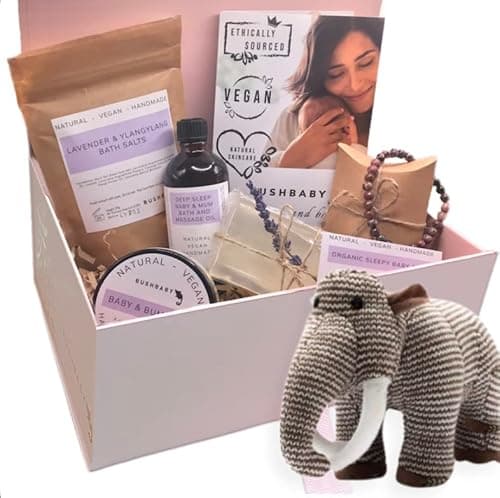 Image of BUSHBABY Natural Vegan Mum and Baby Pamper Kit, Ethically Sourced Pregnancy Gifts for Mum Expecting, New Mummy to be Shower Gift Hamper, Mom Maternity Pampering Present Bundle (Mammoth)