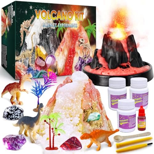 Image of UNGLINGA Erupting Volcano Science Kit for Kids, Gemstone Digging & Snow Eruption Volcano, Chemistry Experiment Lab Toys Gift for Boys & Girls