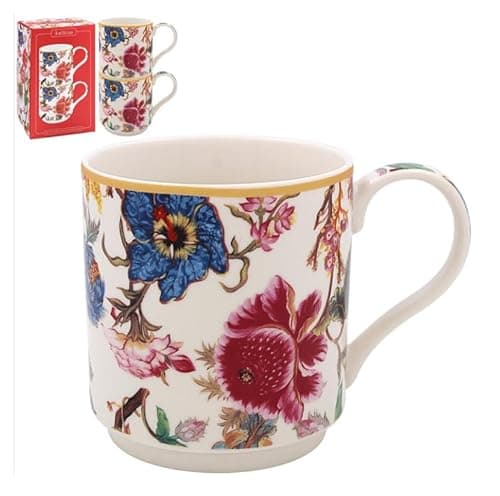 Image of Lesser & Pavey Anthina Stacking Mugs Set of 2 | Ceramic Coffee Mugs Set for Home or Work | Premium Design Mugs Set for All Occasions | Lovely Mugs for Tea, Coffee & Hot Drinks