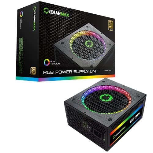 Image of GameMax RGB850 Modular 80 Plus Gold Power Supply with 14cm RGB Fan - Black