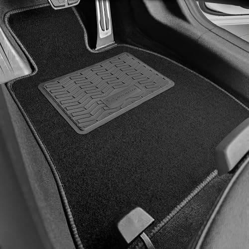 Image of Michelin Car Mats to fit Mustang Mach-e 2021+ Black Standard Carpet Car Mats with Black Trim & Michelin Heel Pad [MII-2583]
