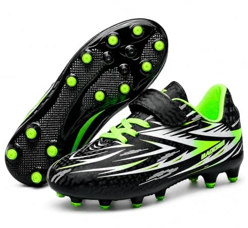 Image of Boys Football Boots Kids Girls FG/AG Soccer Athletics Sport Shoes Astro Turf Trainers Firm Ground Training Running Shoes Teenager Indoor Outdoor Football Shoes Sneakers Size 3 Black Green