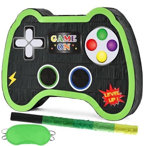 Image of WERNNSAI Video Game Controller Piñata - Game Party Supplies Piñata Bundle with Blindfold and Bat for Boys Kids Gaming Theme Birthday Party Game Carnival Activity Decorations (40 x 31 x 8cm)
