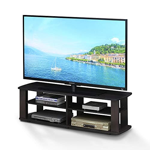 Image of Furinno NELLY TV Stand, Entertainment Center with Open Shelves Storage, TV Console for TV up to 50 Inch, for Living Room, Bedroom, Dark Walnut