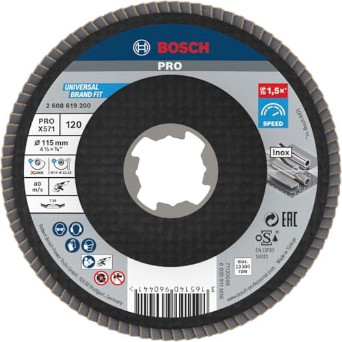 Image of Bosch Professional 1x Angled Flap Disc Best (for Metal, X-LOCK, X571, Diameter 115 mm, Grit Size K120, Accessories for Angle Grinders)