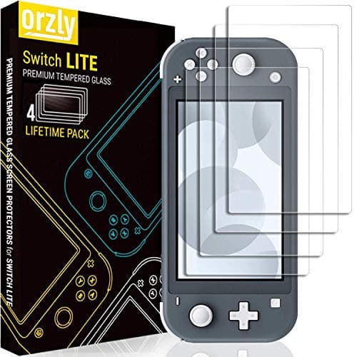 Image of Orzly Screen Protector for Nintendo Switch Lite 2019 Model [4 Pack] Tempered Glass Screen Protectors. No Bubbles Easy Installation Anti Scratch Edition