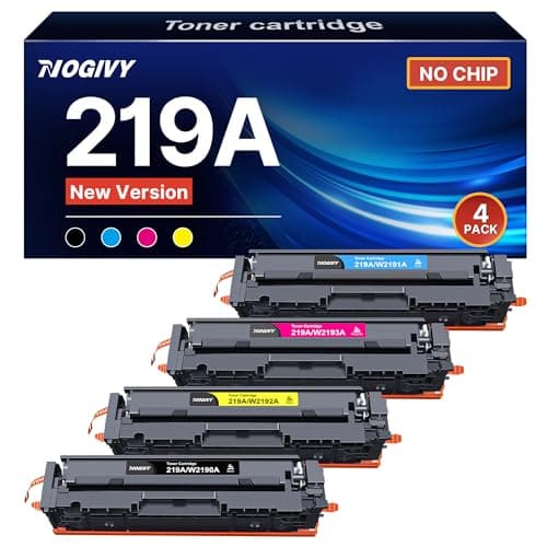 Image of NOGIVY 219A Toner Compatible with HP 219X 219A Toner for HP Color Laserjet Pro MFP 3302FDWG 3302SDWG 3302FDNG 3202DW 3302FDW 3302SDW 3302FDN 3202DN (1 Black 1 Cyan 1 Yellow 1 Magenta, Pack of 4)