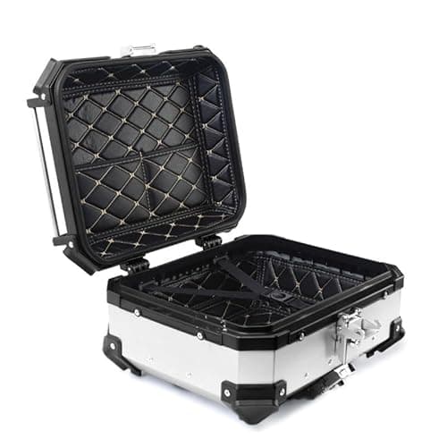 Image of Cachpib 28L Motorbike Top Case, Aluminum Alloy Waterproof Top Box for Motorcycle Luggage Box with Security Lock and 4 Reflective Stickers, Motorcycle Luggage Storage Rear Tour Box