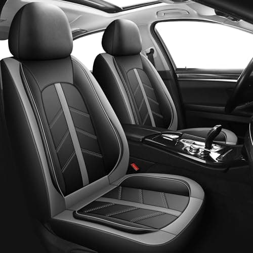 Image of Carseatcover-UK - Luxury Black/Grey PU Leather Front Car Seat Covers, Airbag Safe, Fits Most Cars