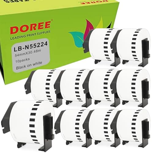 Image of 10×DOREE DK-N55224 DKN55224 54mm x 30.48m Continuous Lenghth Non-Adhesive White Label for Brother P-Touch QL-650TD, QL-700, QL-710W, QL-720NW, QL-800 (10 Packs)