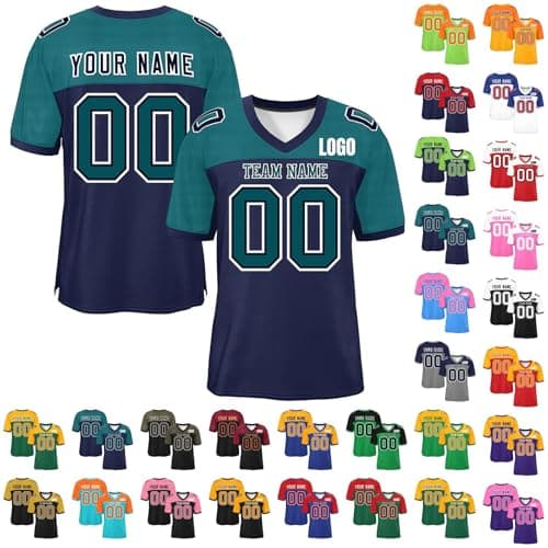 Image of Custom American Football Jersey Personalised Team Name Number & Logo American Football Clothing – Breathable Quick-Dry Sports T-Shirt for Men Women Youth Kids