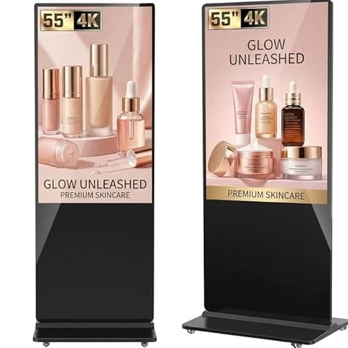 Image of YCKJNB 55" Digital Signage Display, Freestanding Advertising Player with 4 Wheels, 450 Nits 4K LCD Commercial Digital Kiosk Poster, WiFi/HDMI/USB, Android OS, Ideal for Retail Restaurants & Malls