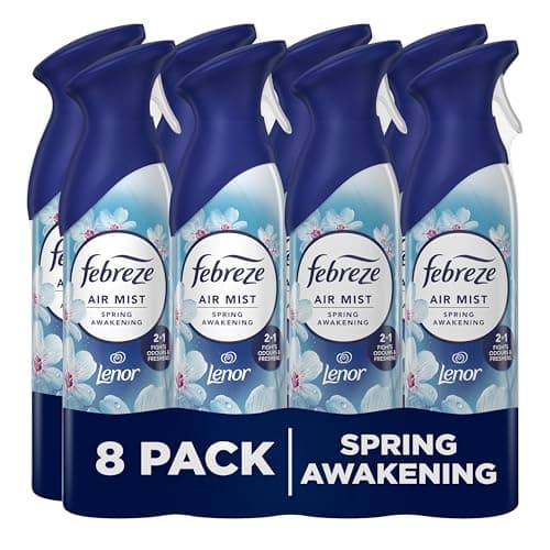 Image of Febreze Air Freshener, Room & Bathroom Spray, Spring Awakening, 185ml x 8 Packs – Odour Fighter