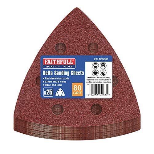 Image of Faithfull ADSS80 Delta Hook and Loop Sanding Sheet (Pack of 25) TR2 90mm P80