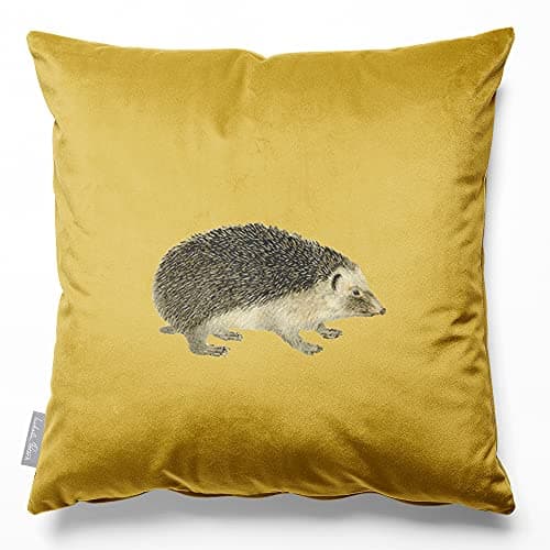 Image of Izabela Peters Eco-Friendly Velvet Cushions - Filled, 40 cm, Hedgehog - Mustard, Chair & Sofa Seat Cushions