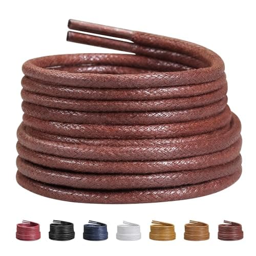 Image of LyloLyla Brown Thin Waxed Round Dress Shoe Laces 2.5mm – Premium Formal Shoes & Oxford Laces for Men & Women | Kids School Shoelaces, 60cm, 2 Pairs