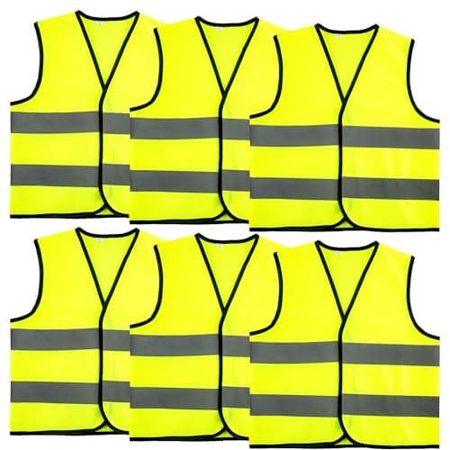 Image of 6 Pcs Kids Hi Vis Vest Child High Visibility Vest Kids Hi Vis Jacket Children Hi Vis Safety Vests with Reflective Strips for Girls Boys Outdoor Activities, Yellow (S, 4-6 years(100-120 cm))