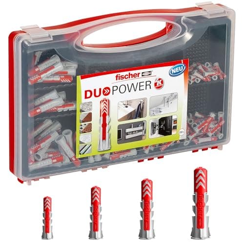 Image of Fischer Redbox DuoPower 535973 Set of 280 Assorted Duopower Dowels for Fixing on Solid Wall, Perforated Brick, Drywall and Mobile Concrete, Set of 280