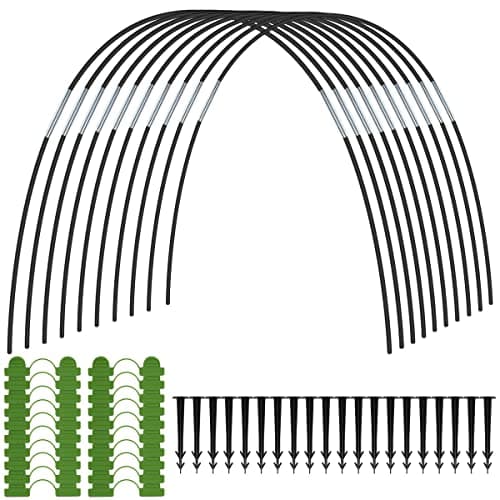 Image of Gatphy 90Pcs Greenhouse Hoops for Raised Beds, Garden Hoops Grow Tunnel Detachable Fiberglass Greenhouse Tunnel Arches Garden Plant Protection Hoops with 20 Clips and 20 Nails for Netting Fabric