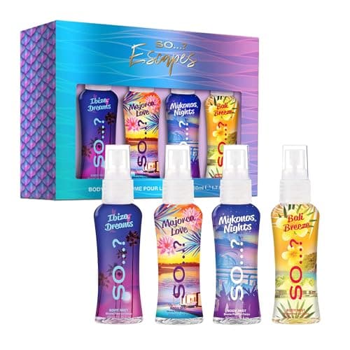 Image of So…? Escapes Womens Gift Set, with Ibiza Dream, Bali Breeze, Mykonos Nights & Majorca Love, Fragrance Spray Set (4 x 50ml)