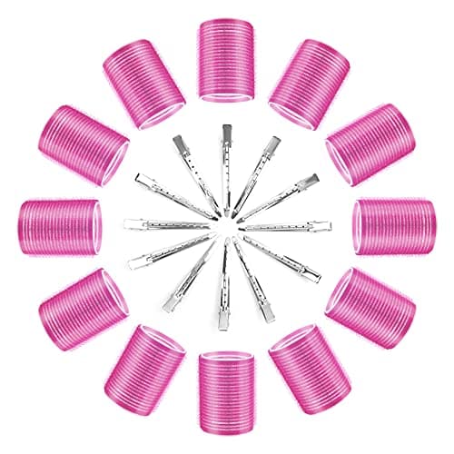 Image of Thrilez 24 Pcs Hair Rollers Set, include 12 Pcs Self Grip Hair Rollers & 12Pcs Duckbill Clip, Salon Hairdressing Curlers Tools for Women, men, kids (48mm)