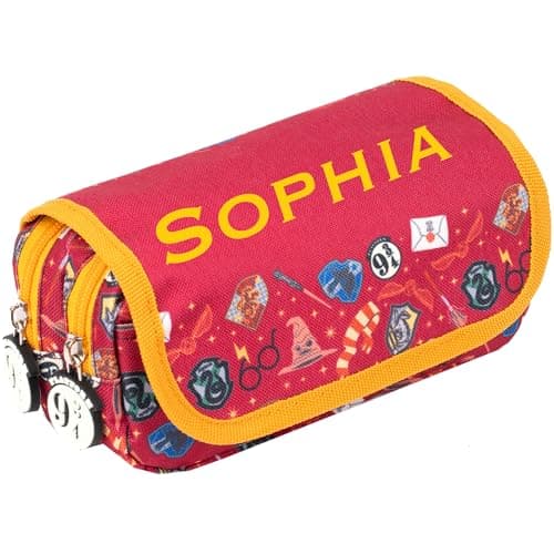 Image of Harry Potter Personalised Pencil Case Hogwarts School Pencil Case for Girls, 2 Large Compartments Stationery Pouch