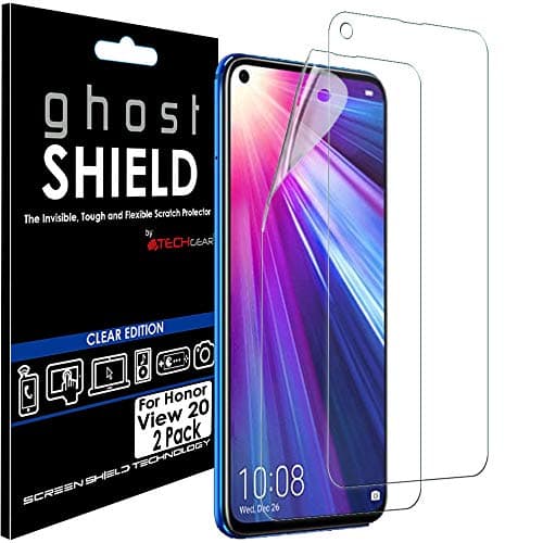 Image of TECHGEAR [Pack of 2] Screen Protectors for Honor View 20 [ghostSHIELD Edition] Genuine Reinforced TPU film Screen Protector Guard Covers with FULL Screen Coverage inc Curved Screen Area