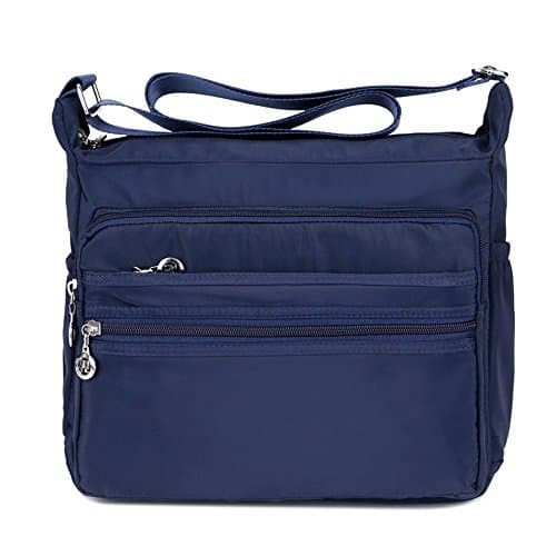 Image of XUEREY Women's Multi-Pocket Casual Crossbody Handbags Waterproof Shoulder Nylon Bags (Small Navy)
