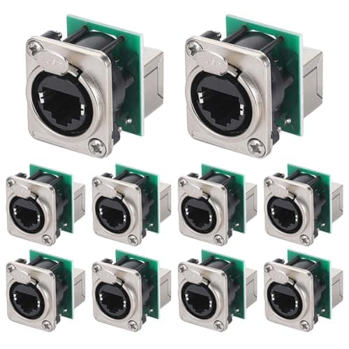 Image of PENGLIN 10PCS Ethercon Rj45 Chassis Socket, NE8FDP Ethercon Pass Through Connector, D Series Cat5 RJ45 Panel-Mount Socket