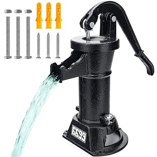 Image of 6699 Durable Cast Iron Pitcher Pump Antique Manual Hand Shake Suction Well Pump Water Transfer Pump 25ft Maximum Lift Easy Installation for Outdoor Garden Pond Backyards SWP 300 Black