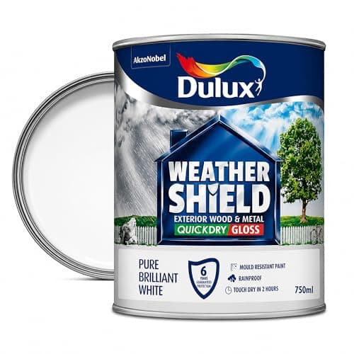 Image of Pure Brilliant White Weathershield Multi Surface Satin Paint 750ml | Exterior uPVC Wood and Metal Paint | Quick Dry Mid Sheen Finish | Weatherproof Paint for Doors Windows Garage Doors and Trim