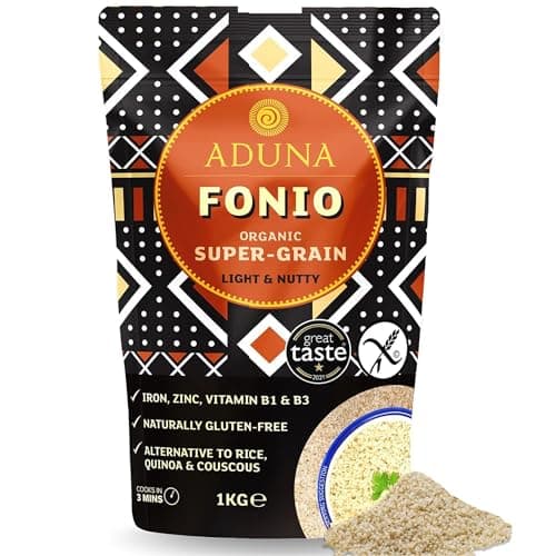 Image of Aduna Organic Fonio Supergrain | Ancient African Wholegrain Rich in Iron, Zinc, B Vitamins & Fibre | Natural Gluten-Free Rice, Quinoa & Couscous Alternative | Porridge, Salads, Stir-Fries & More | 1kg