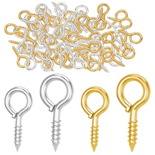 Image of 400 Pcs 8mm, 10mm Eye Screws, Mini Hooks, Swivel Hooks for Making Jewelry, Handicrafts, DIY Jewelry Accessories (Gold Silver)