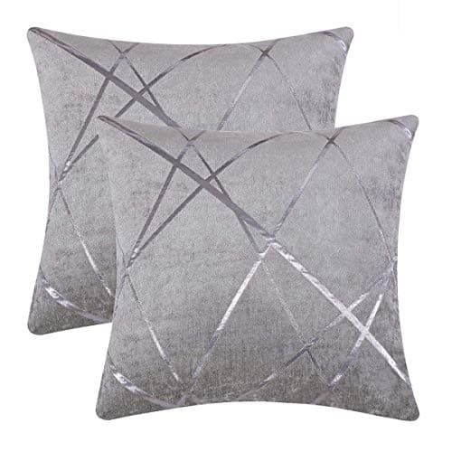 Image of GIGIZAZA Cushion Covers 50 x 50 cm Silver Grey Square Chenille Decorative 20 x 20 Inch Pillowcases for Sofa Bedroom Living room Set of 2