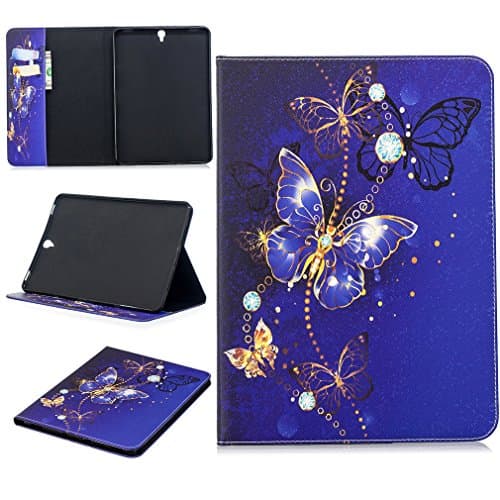 Image of LMFULM® Case for Samsung Galaxy Tab S3 9.7 inch (SM-T820/T825) PU Leather Case Dreamy Blue Butterfly Pattern Stent Function Holster Flip Cover for Galaxy Tab S3 9.7 Tablet PC