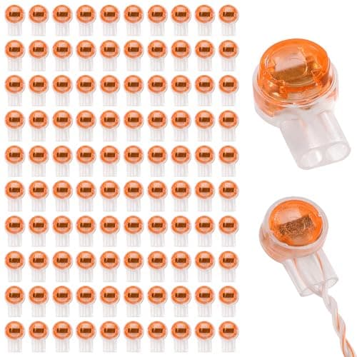 Image of Lyeteung 100 PCS K2 Cable Connectors, UY2 Gel Crimps, Telephone Wire Connectors, 2 Way Gel Filled Connector, Jelly Crimp Wire Connectors, for Data Cable Telephone Wire, Orange